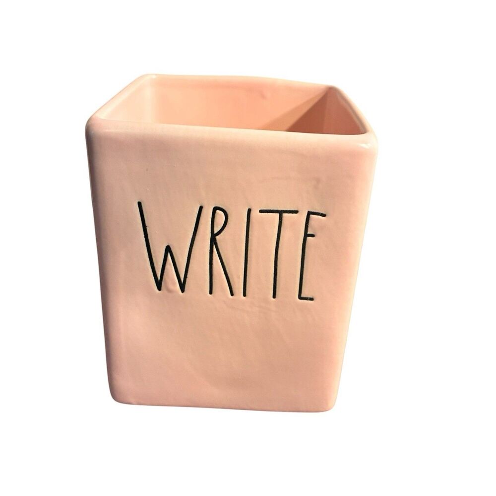 Rae Dunn Artisan Collection Magenta Pink 3.5” X 4.5” Container With WRITE on It.